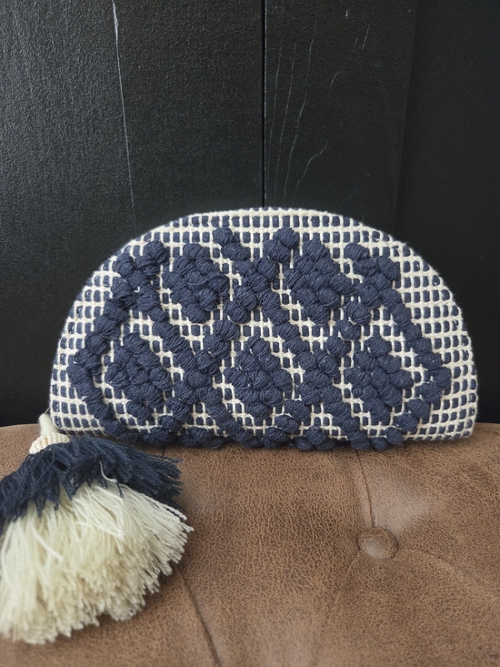 Universal Thread Handbags - Universal Thread Navy and Cream Half-Moon Shaped Clutch